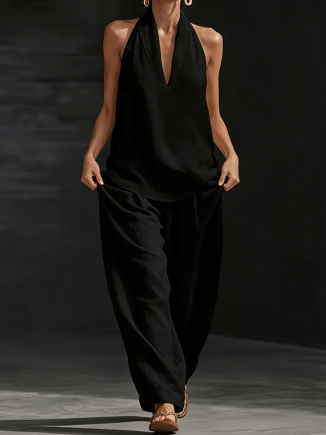 Sorcha - Sleeveless Vest & Wide-Leg Trouser Set