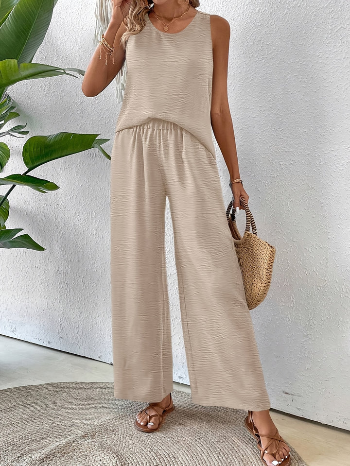 Meadhbh – Sleeveless Top & Wide-Leg Pants Set