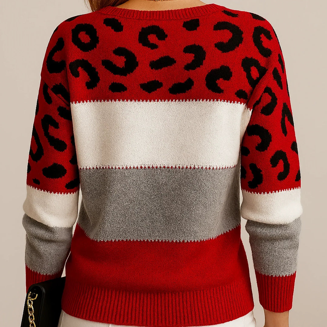 Cheyenne – Colour-Block Leopard Print Top
