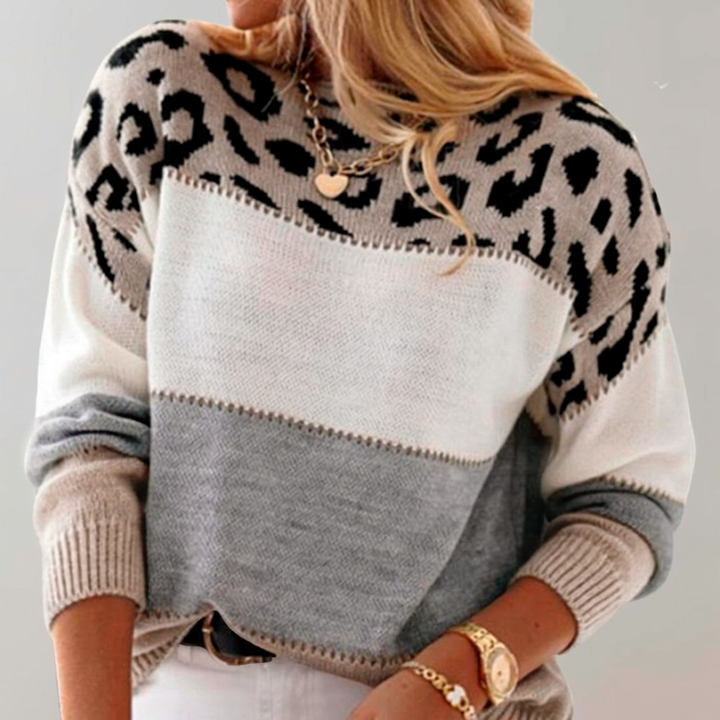 Cheyenne – Colour-Block Leopard Print Top