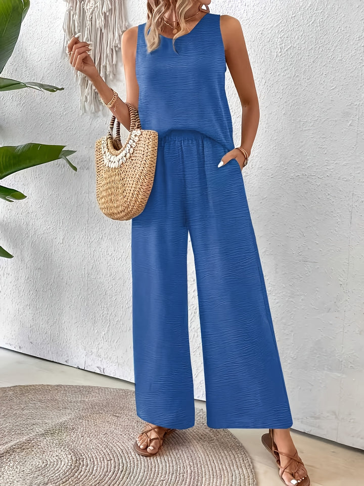 Meadhbh – Sleeveless Top & Wide-Leg Pants Set