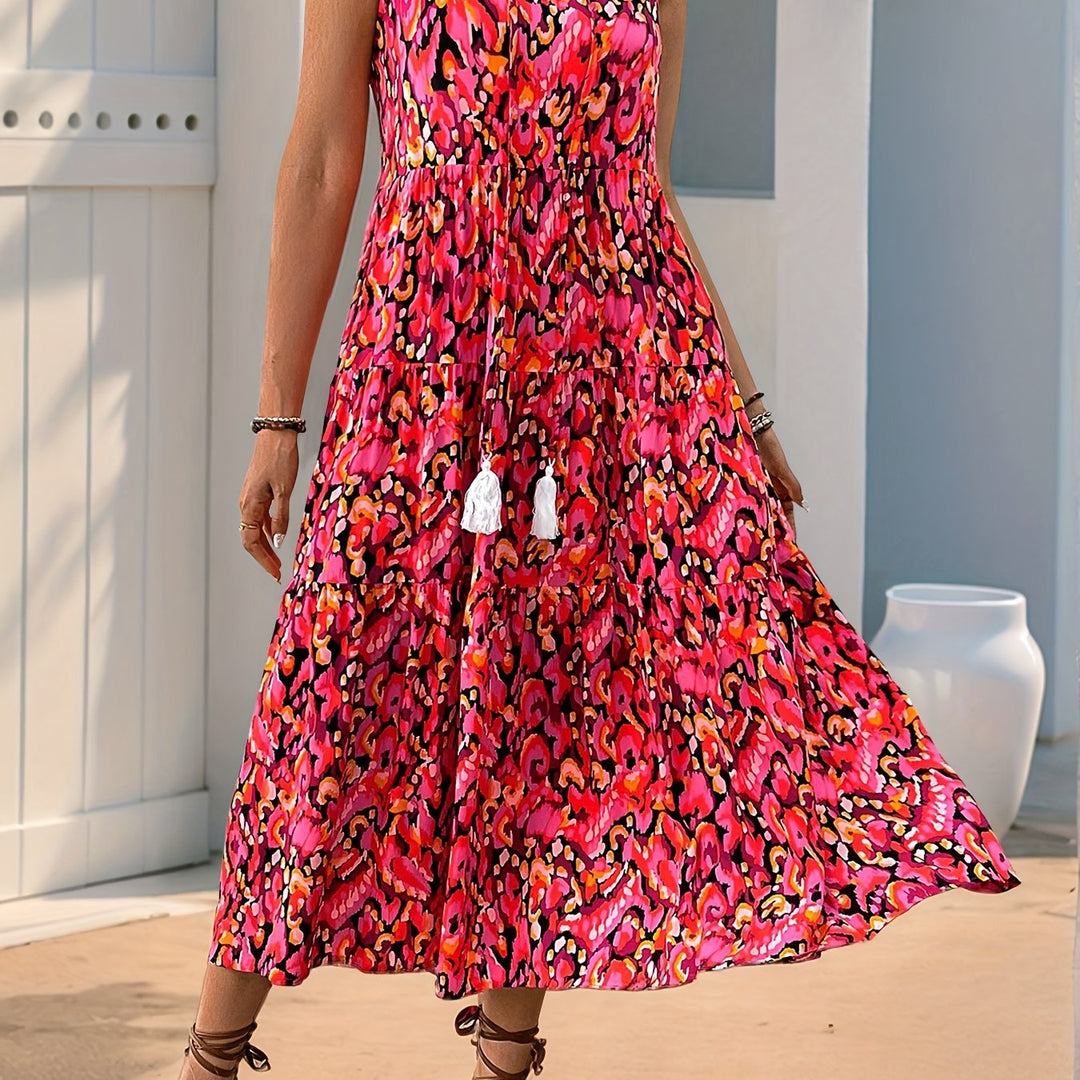 Sorcha - Boho Tassel V-Neck Midi Dress