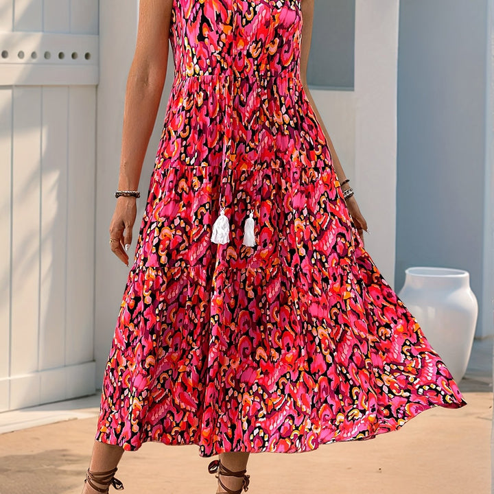 Sorcha - Boho Tassel V-Neck Midi Dress