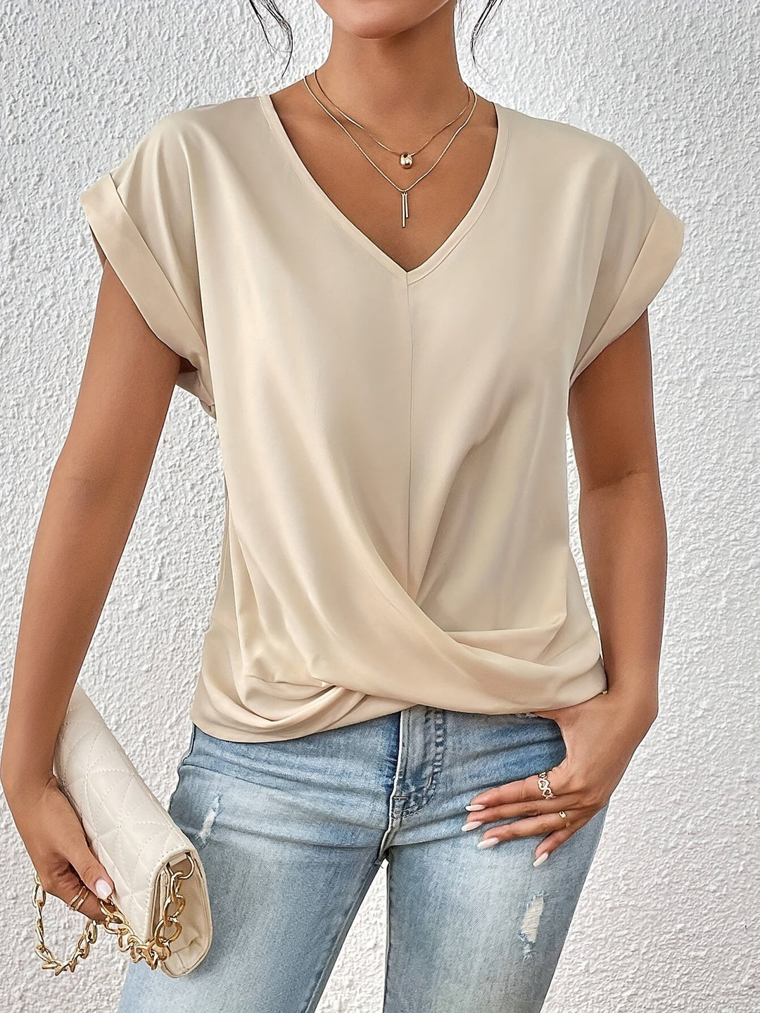 Yasmine - Ruched V-Neck Top
