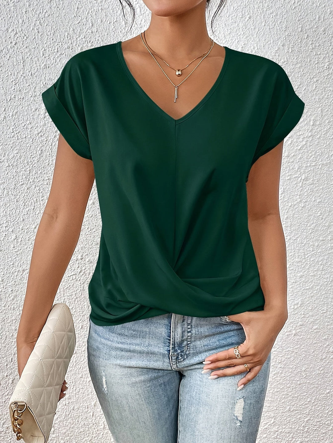 Yasmine - Ruched V-Neck Top