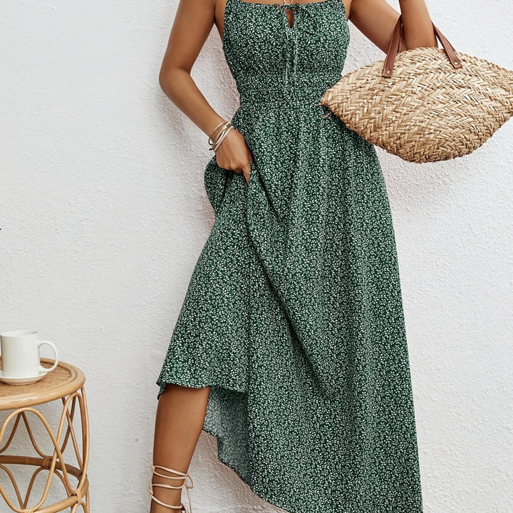 Maeve - Botanical Print Ruffle Spaghetti Strap Dress