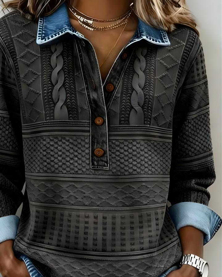 Half-Button Collared Sweatshirt