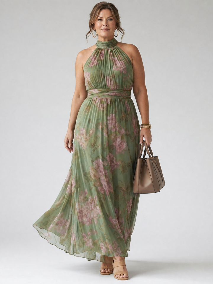 Mirelle - Gathered Halter Midi Dress