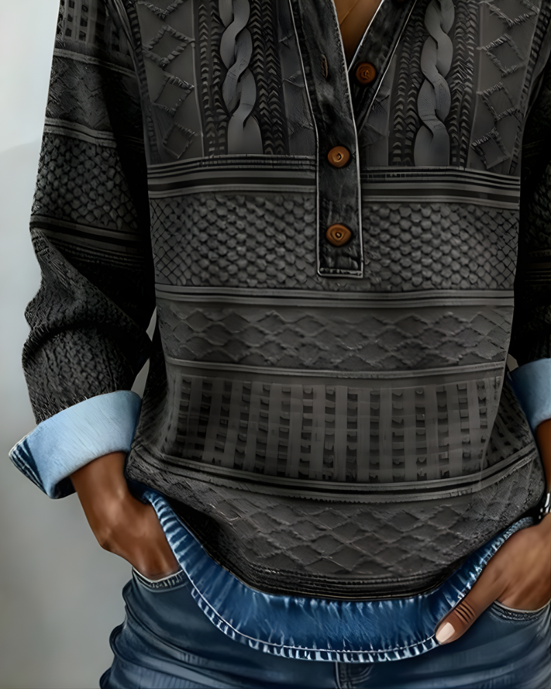 Half-Button Collared Sweatshirt