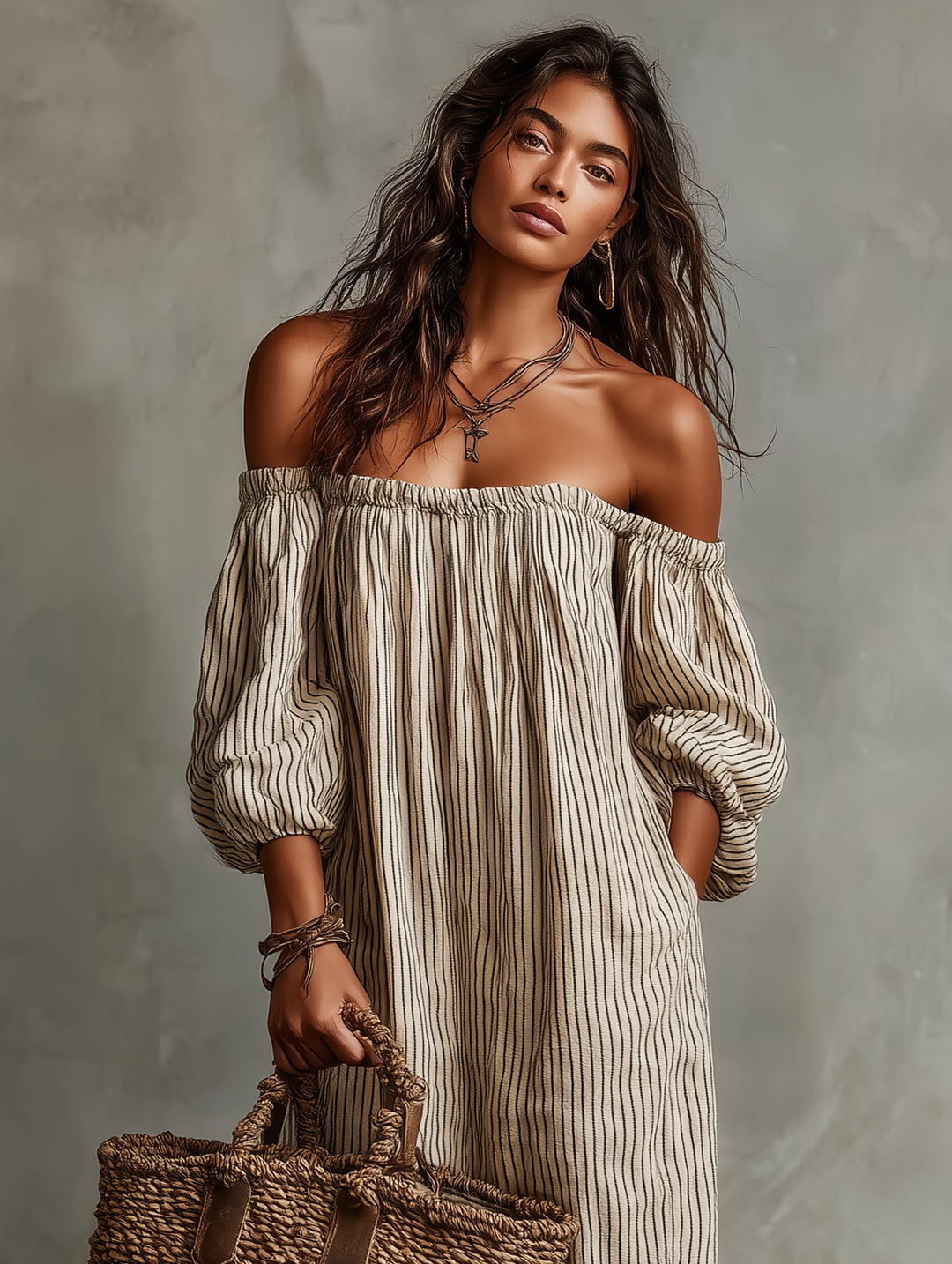 Devra – One-Shoulder Stripe Maxi Dress