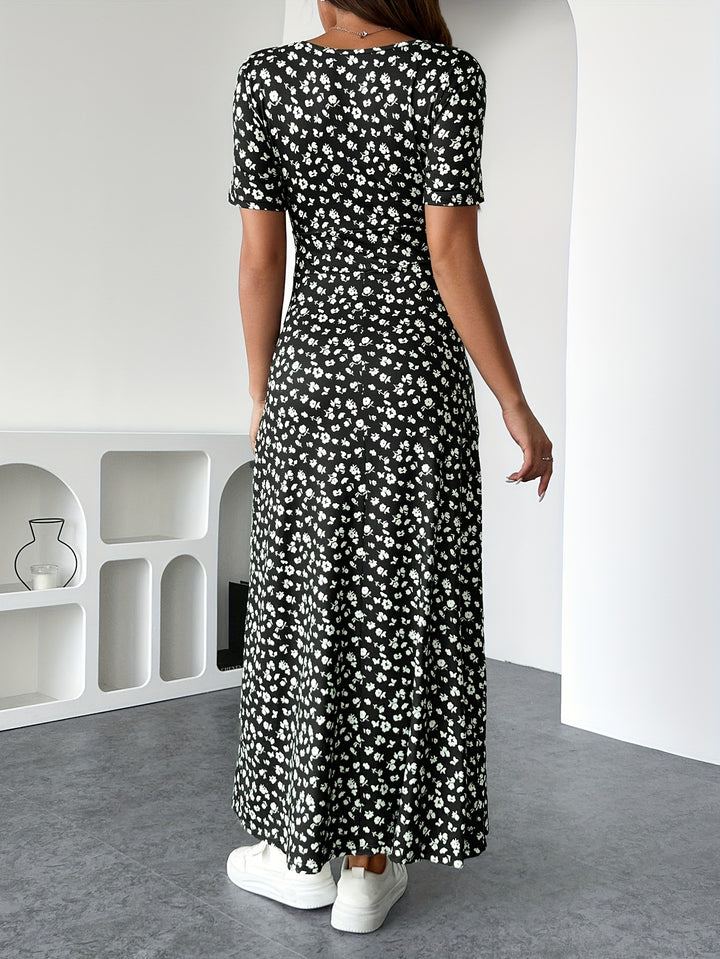 Aoife - Floral Ruched Peplum Dress