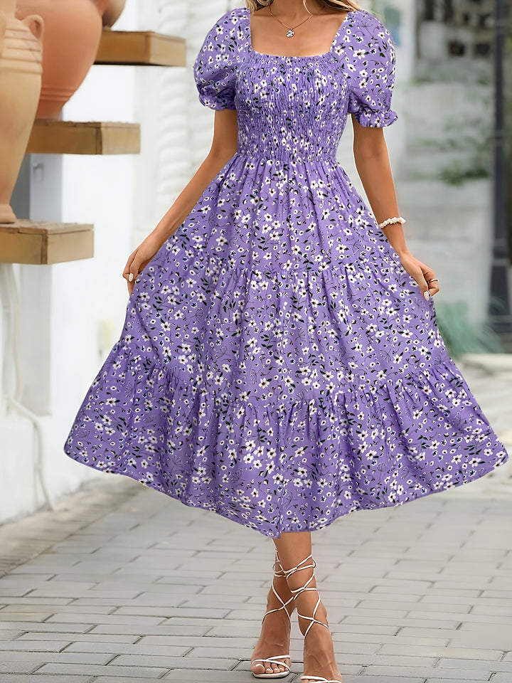 Niamh - Floral Square  A-Line Gown