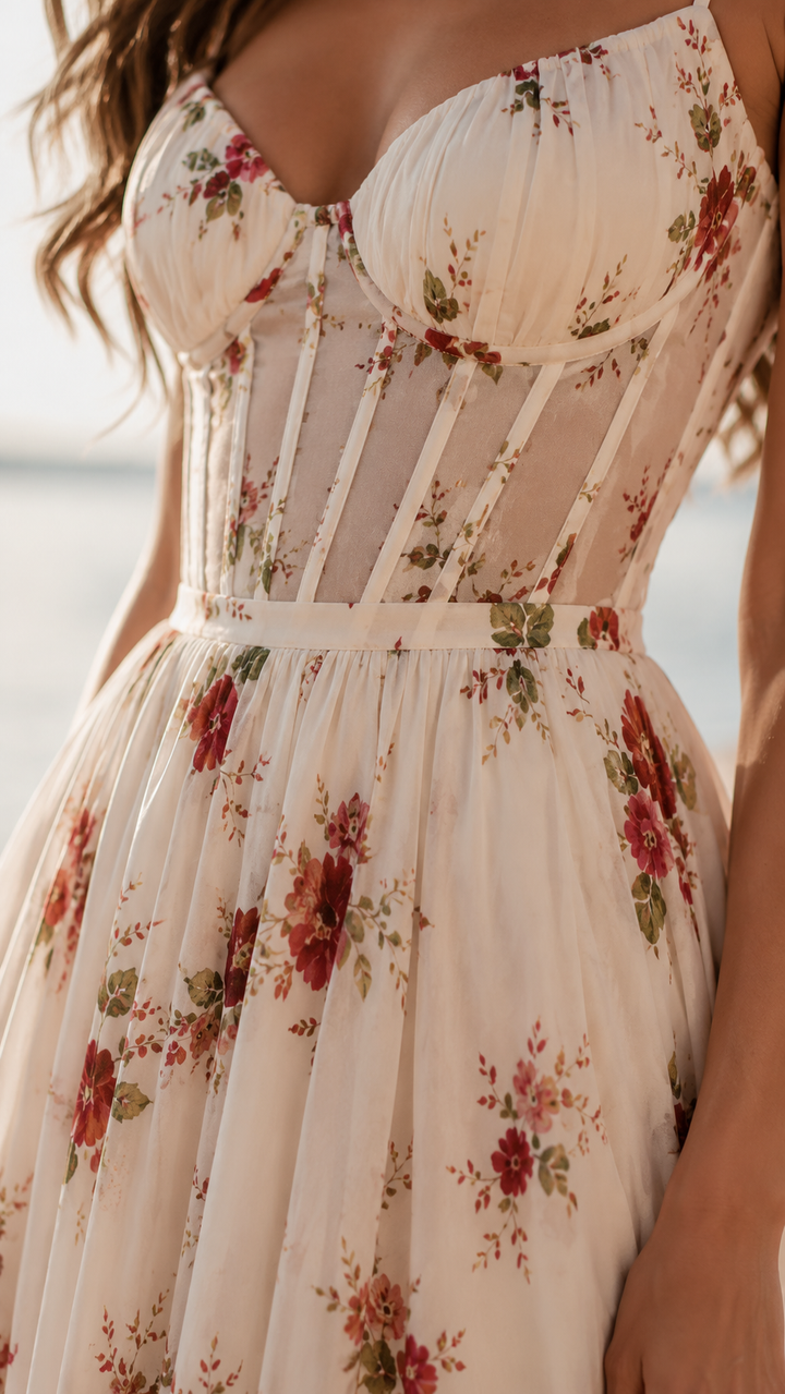 Sophia - Floral Pleated Maxi Dress