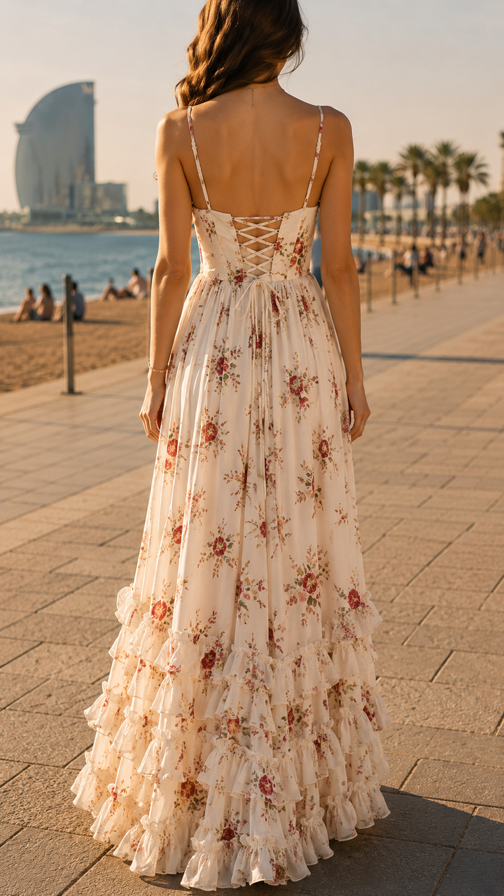 Sophia - Floral Pleated Maxi Dress