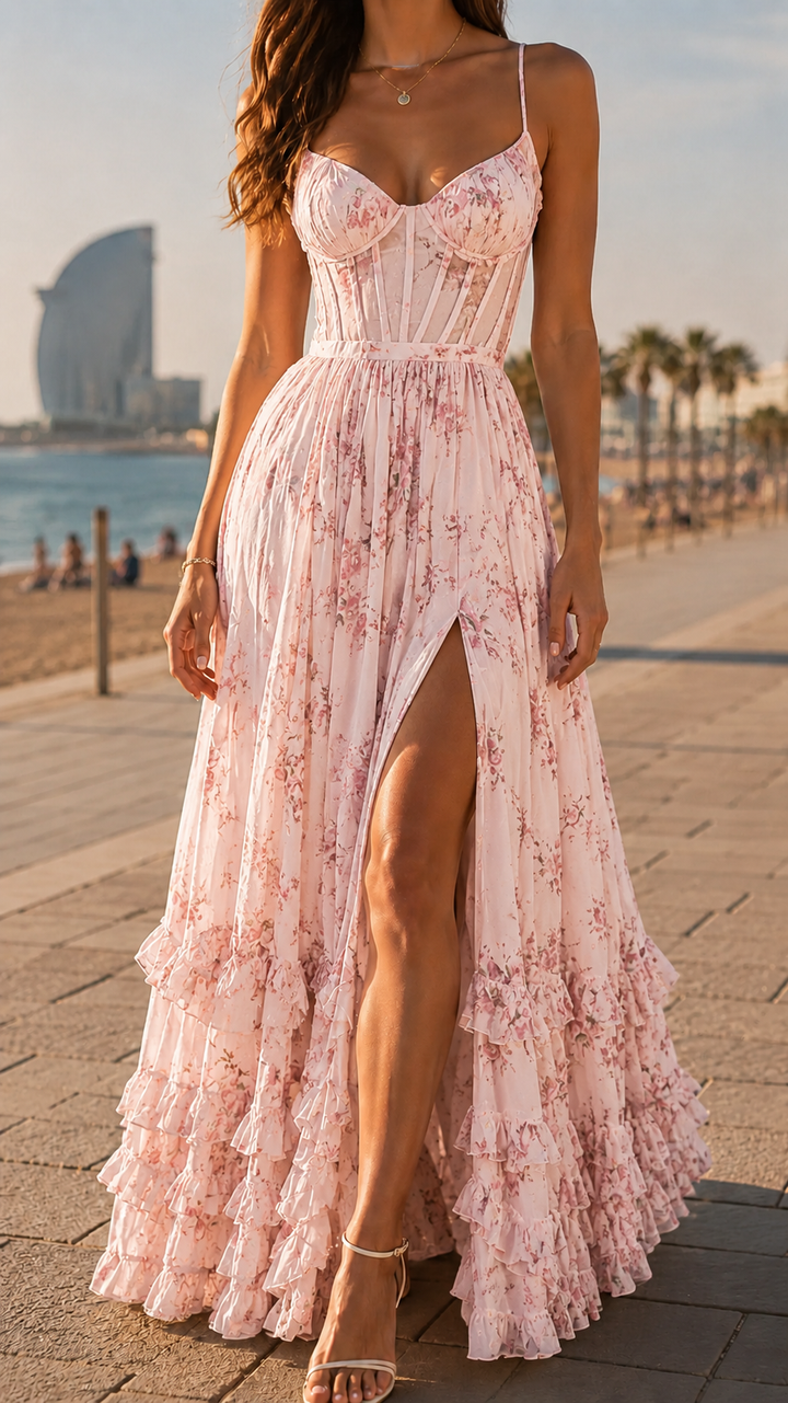 Sophia - Floral Pleated Maxi Dress
