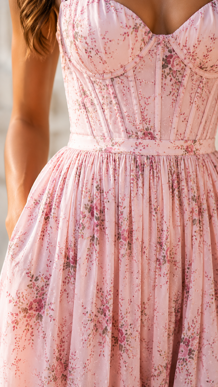 Sophia - Floral Pleated Maxi Dress
