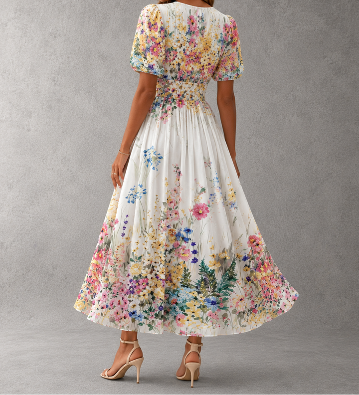 Rosalinda - Short Sleeve Floral Maxi Dress