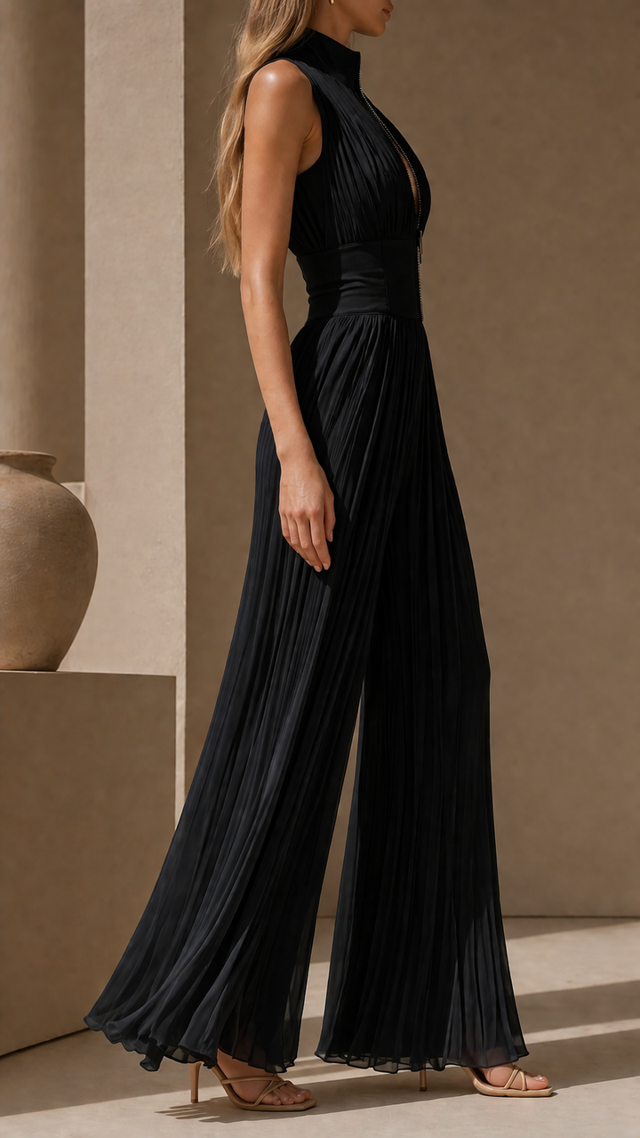 Villa - Pleated Wide-Leg Jumpsuit