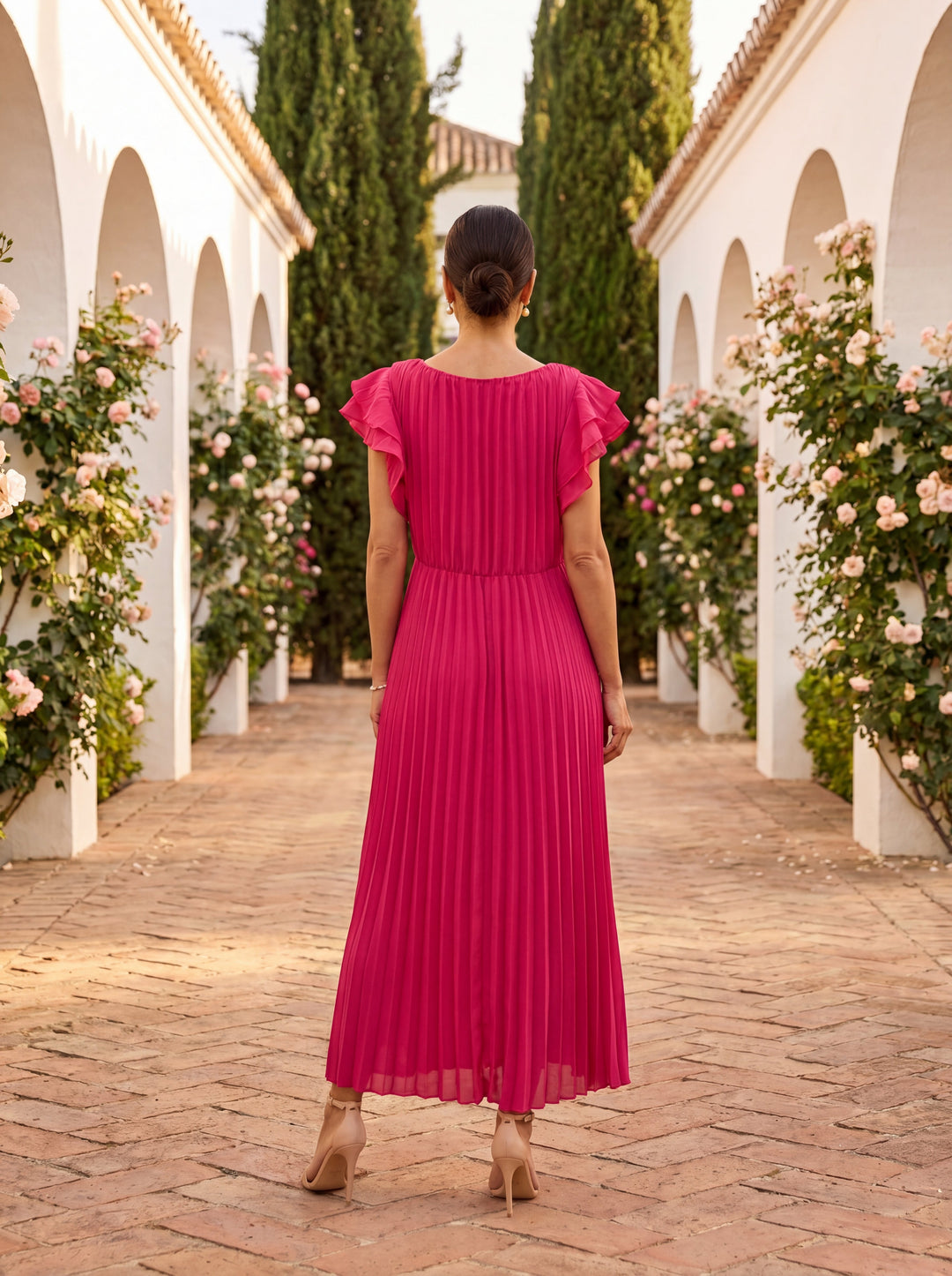 Rosa - Elegant Pleated Midi Dress