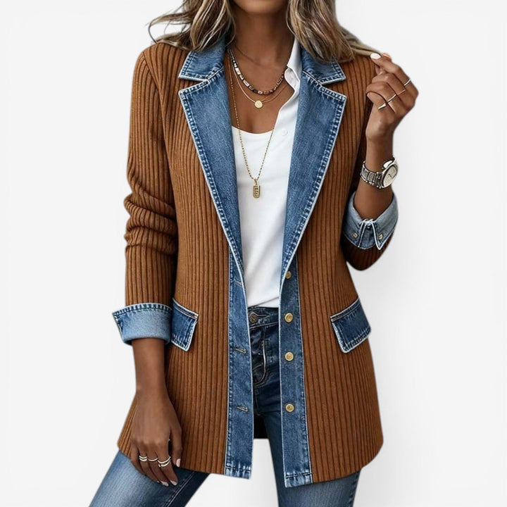 Patchwork Colour-Block Loose-Fit Jacket
