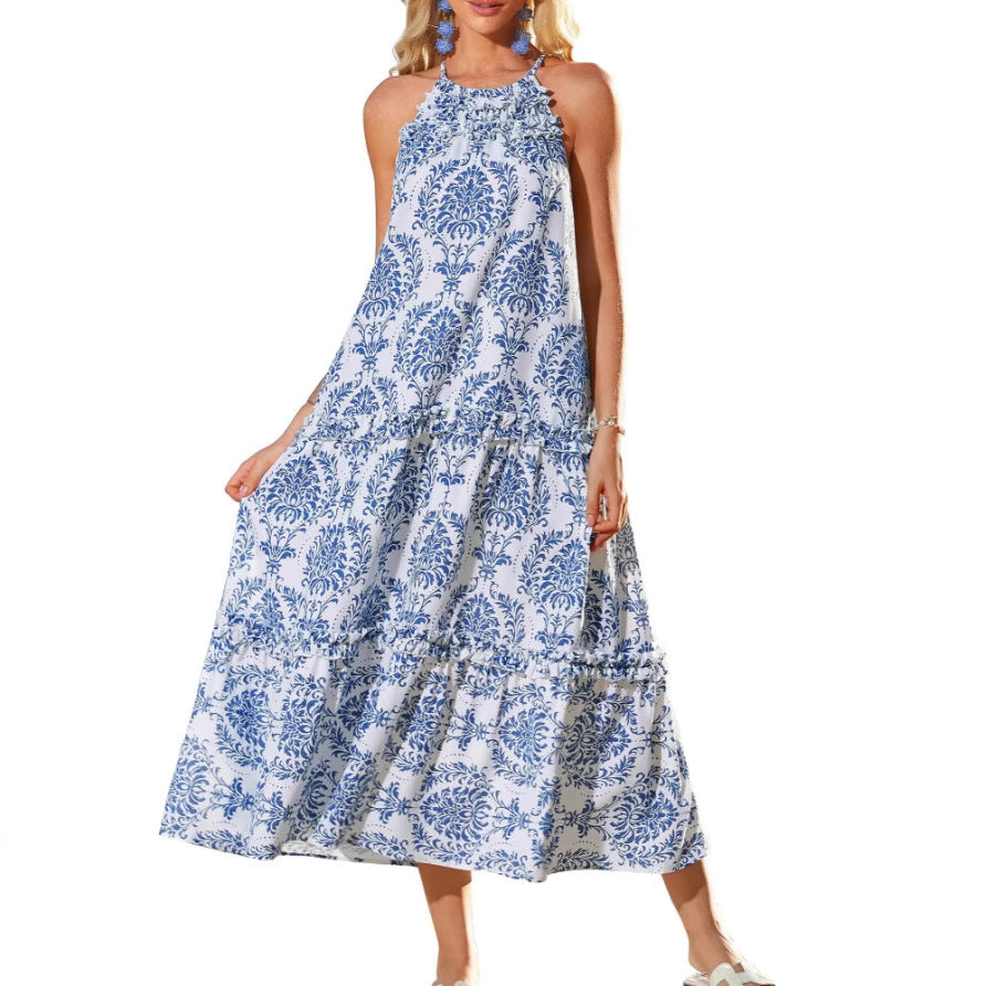 Faye - Boho Halter Tiered Maxi Dress
