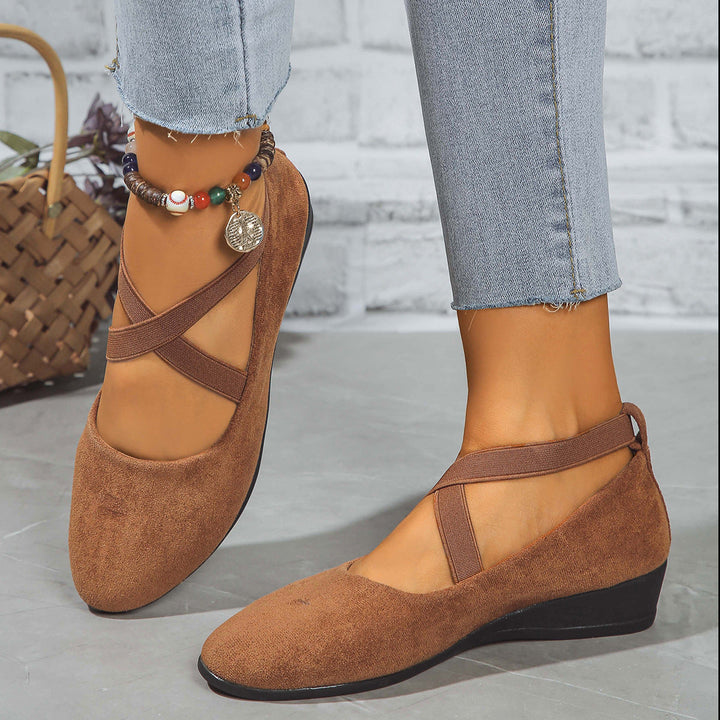 Cleo Cross-Strap Wedge Flat