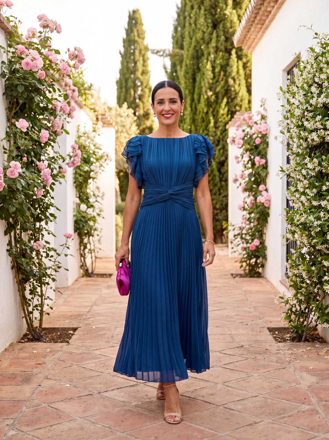 Rosa - Elegant Pleated Midi Dress