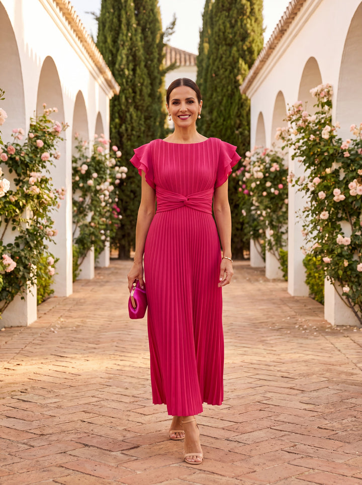 Rosa - Elegant Pleated Midi Dress