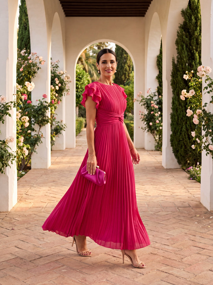 Rosa - Elegant Pleated Midi Dress