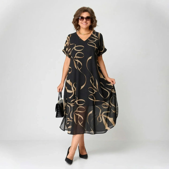 Sorcha – Golden Print Ruffle Maxi Dress