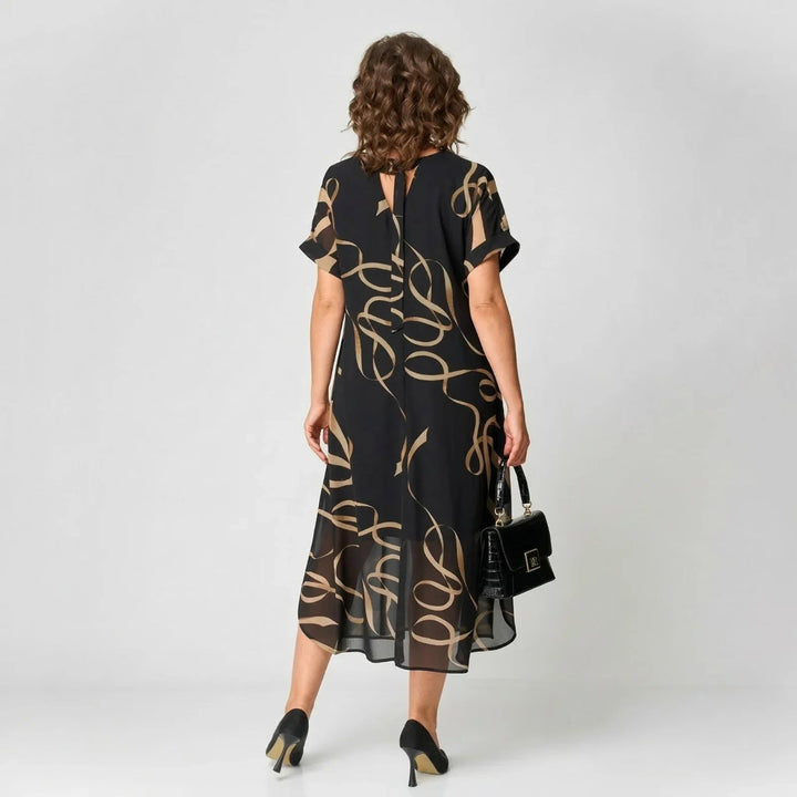 Sorcha – Golden Print Ruffle Maxi Dress