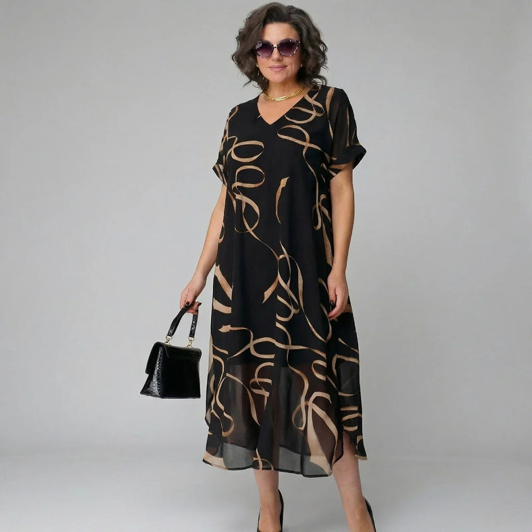 Sorcha – Golden Print Ruffle Maxi Dress
