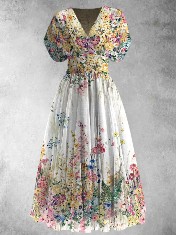 Rosalinda - Short Sleeve Floral Maxi Dress