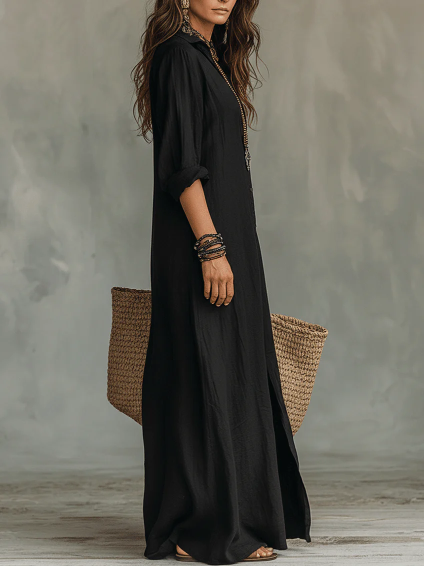 Soline – Women's Deep V-Neck Midi Dress