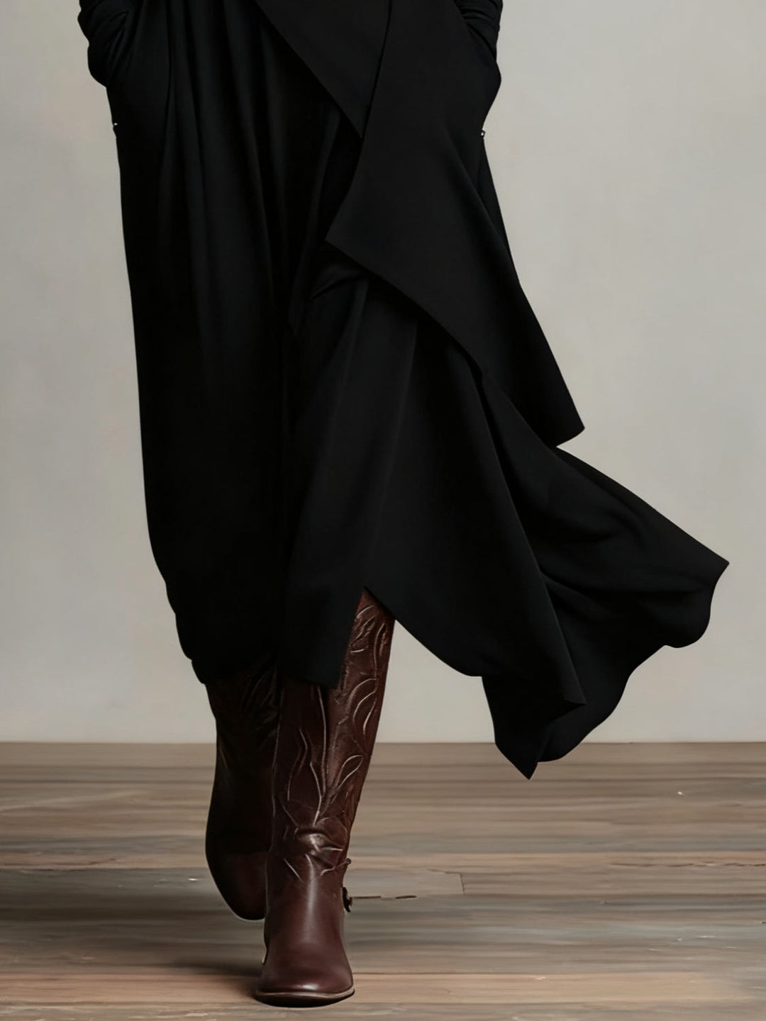 Asymmetric Turtleneck Maxi Dress