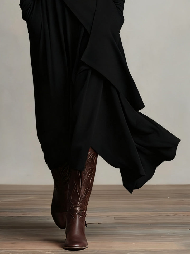 Asymmetric Turtleneck Maxi Dress