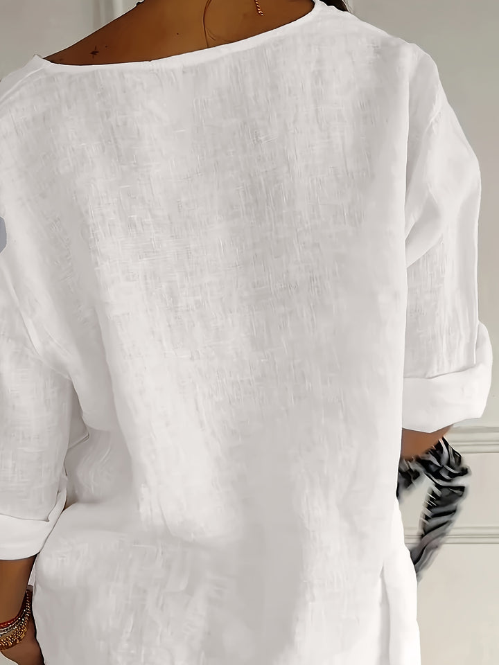 Sinéad - V-Neck Button Pullover Top