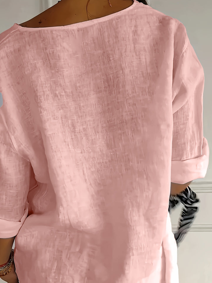 Sinéad - V-Neck Button Pullover Top
