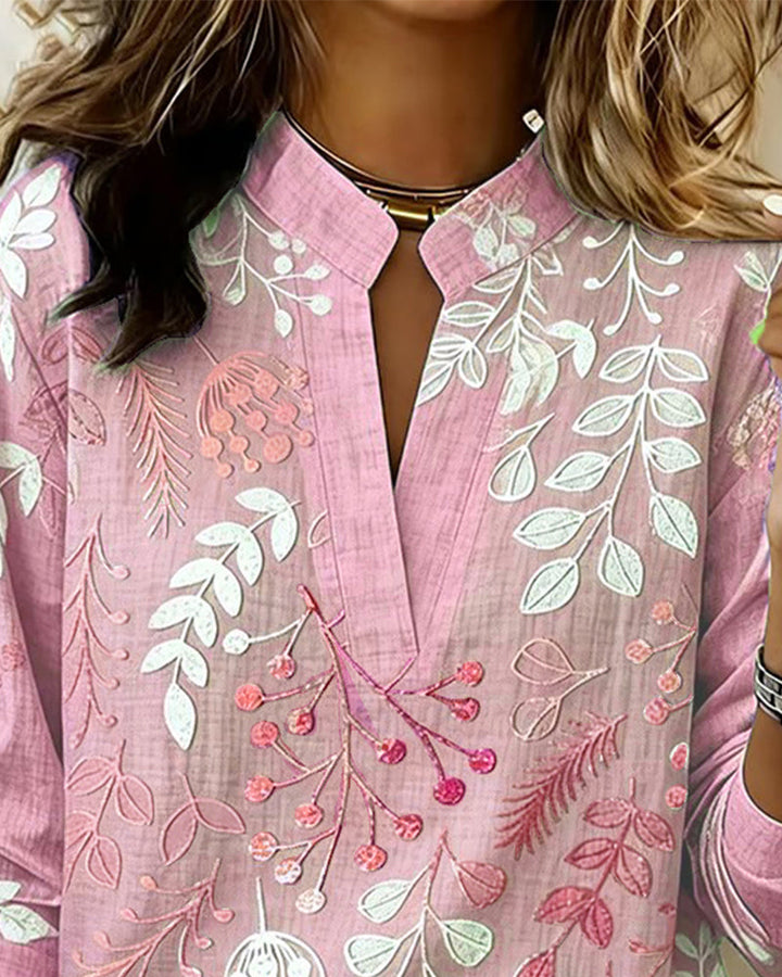 Floral V-Neck Soft-Touch Blouse