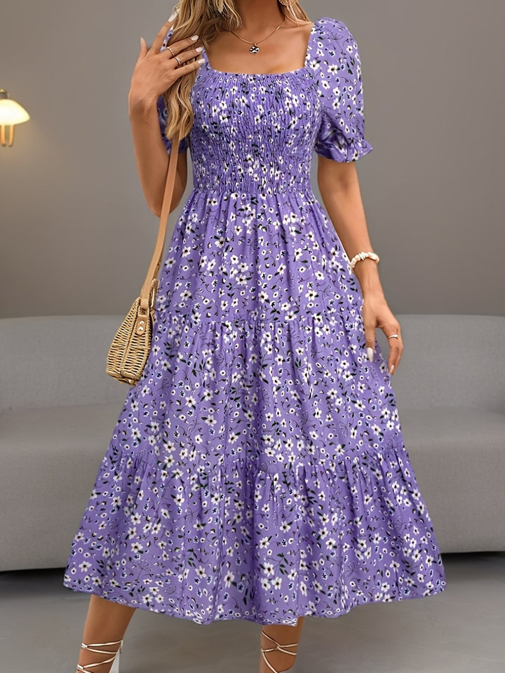 Niamh - Floral Square  A-Line Gown