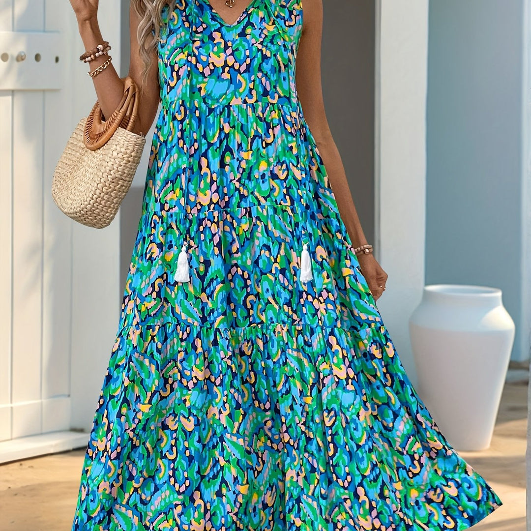 Sorcha - Boho Tassel V-Neck Midi Dress