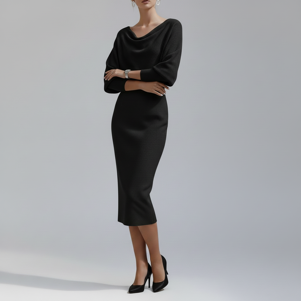 Vera Cowl-Neck Knit Dress