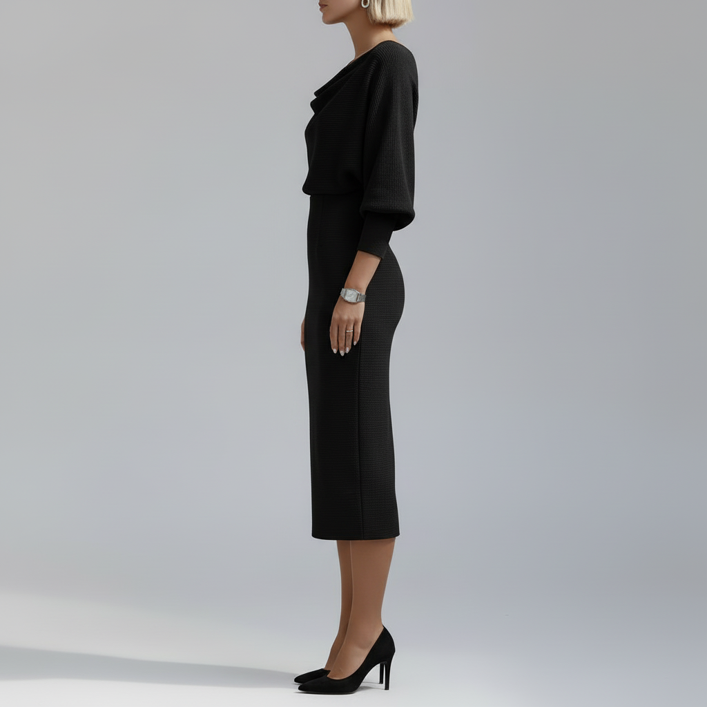 Vera Cowl-Neck Knit Dress