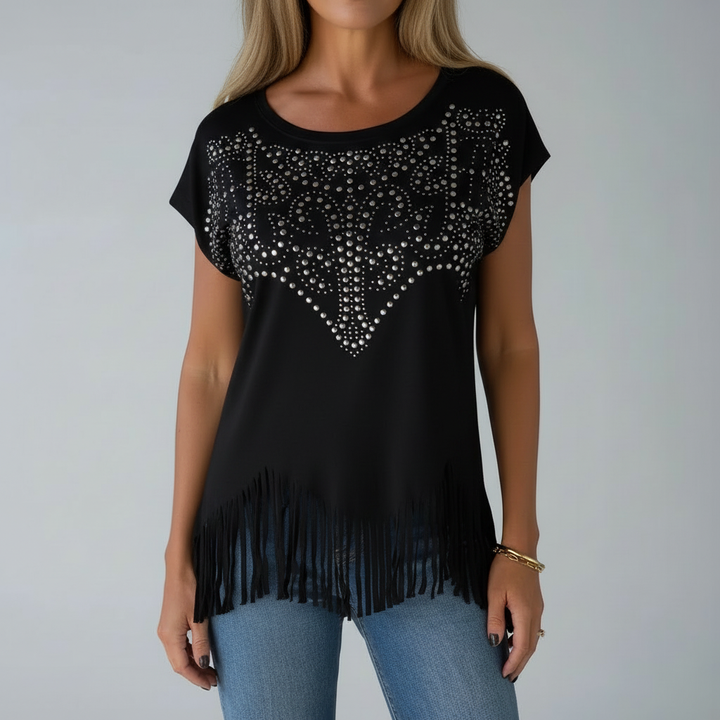 Kaia Embellished Fringe Top