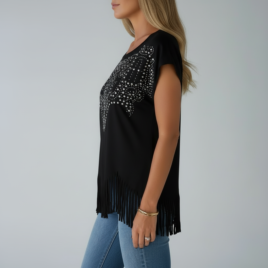 Kaia Embellished Fringe Top