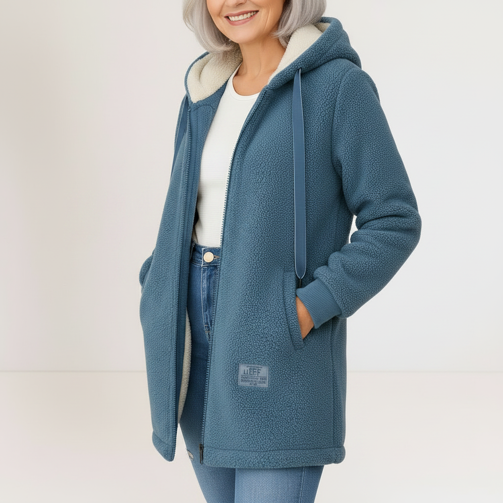 Phoebe – Hooded Zip Lamb’s Wool Jacket