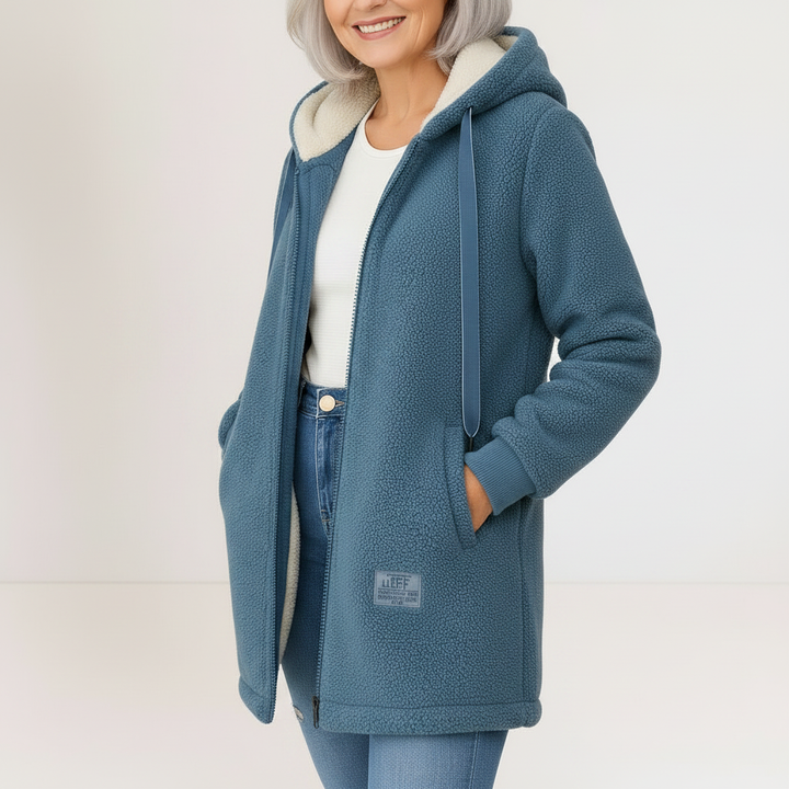 Phoebe – Hooded Zip Lamb’s Wool Jacket