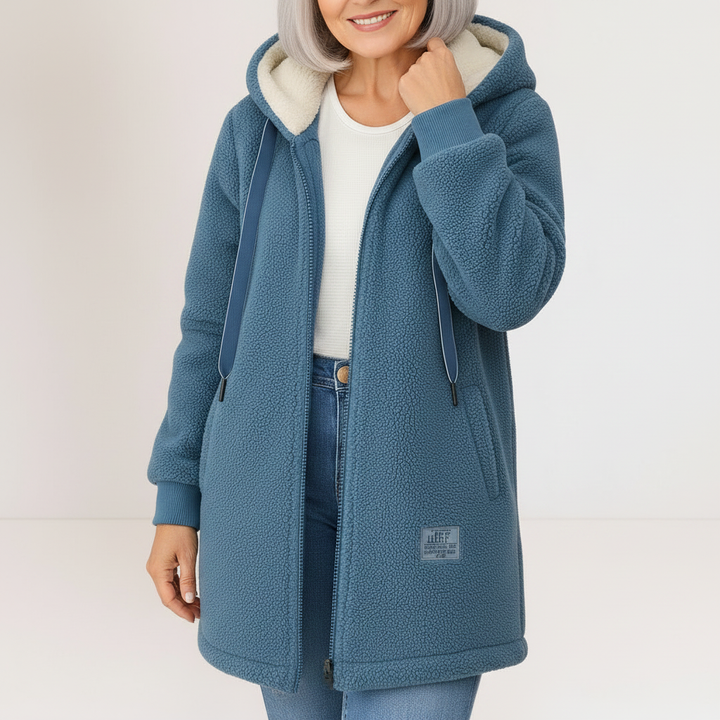 Phoebe – Hooded Zip Lamb’s Wool Jacket