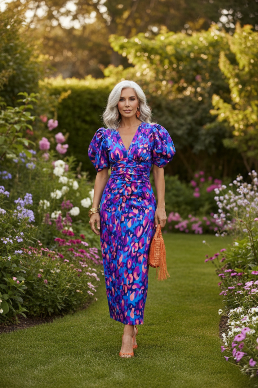 Blue Purple Animal Print Dress - Backyard 1