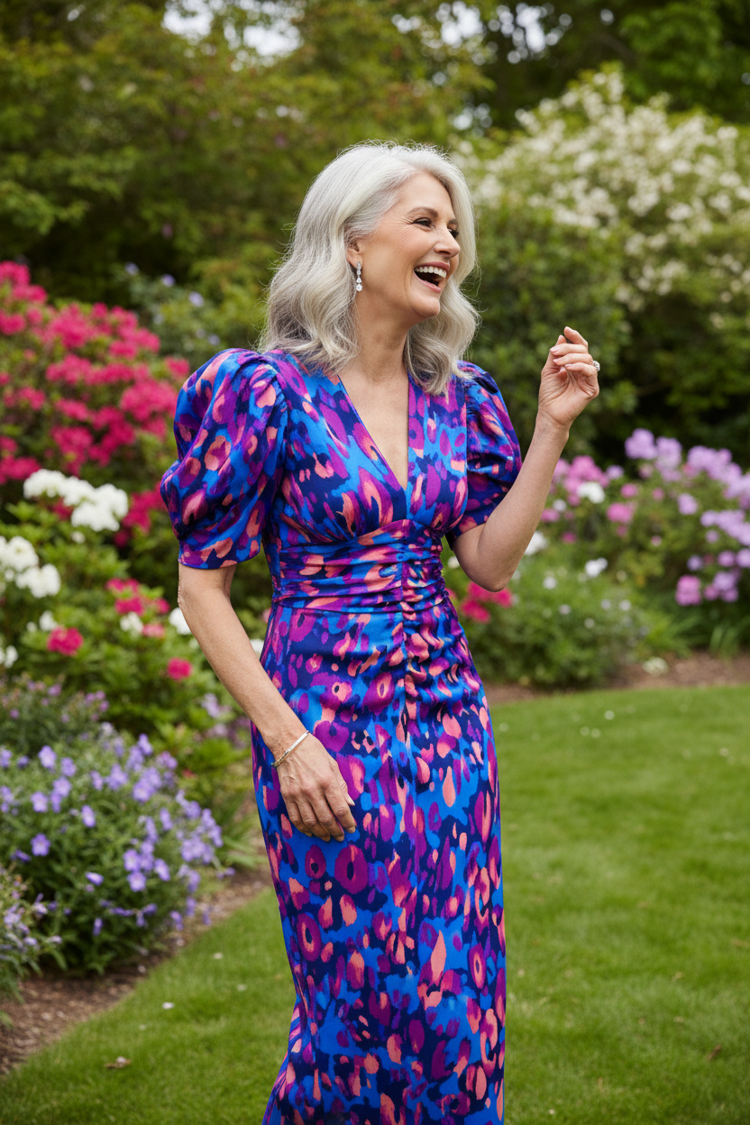 Blue Purple Animal Print Dress - Backyard 3